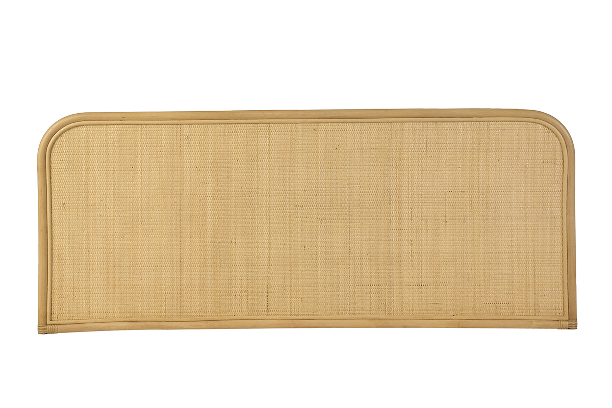 T�te de lit � suspendre en cannage et rotin, vue de face, dimensions L160 cm, H65 cm.