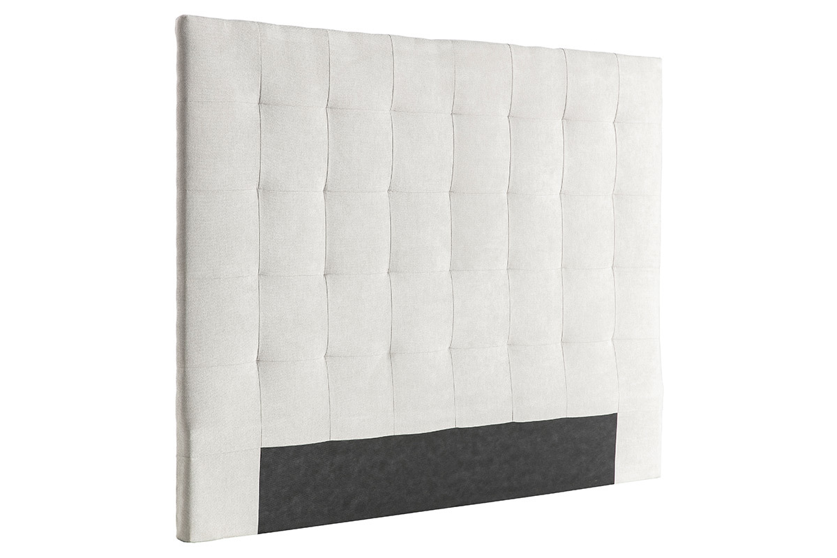 T�te de lit capitonn�e en tissu beige clair naturel L140 cm HALCIONA
