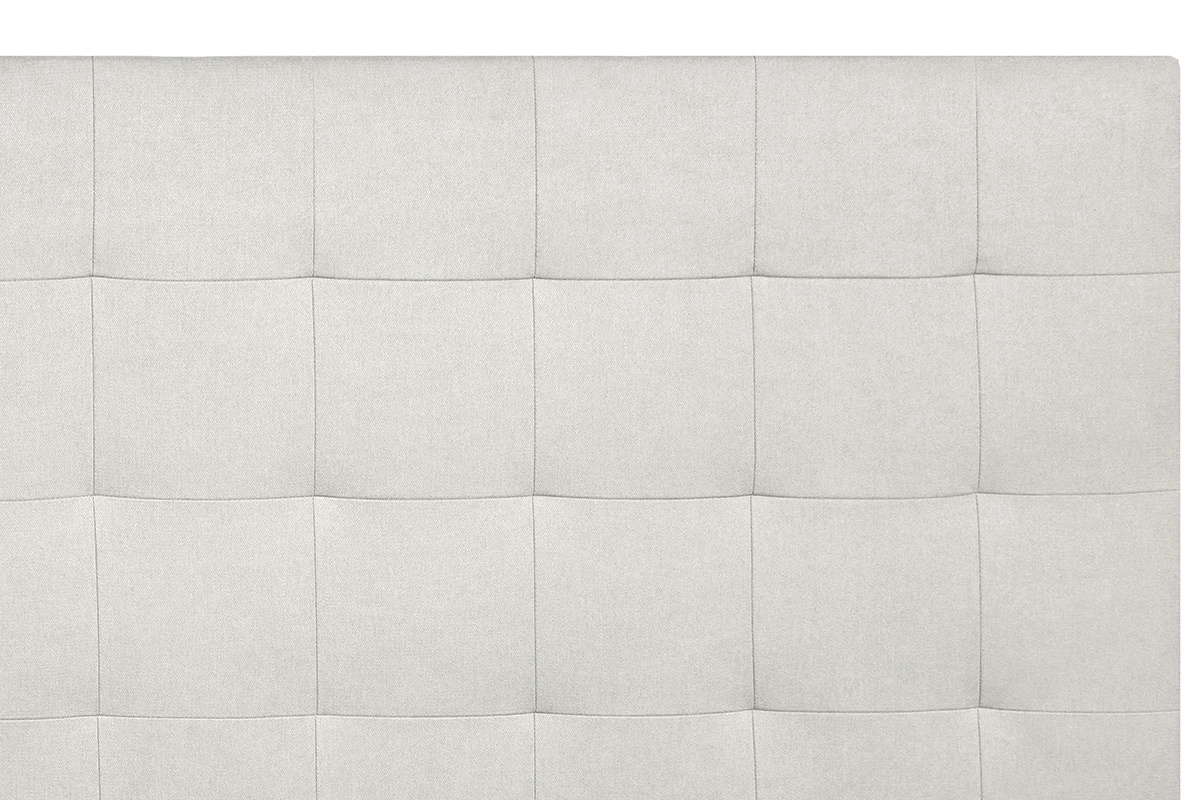 T�te de lit capitonn�e en tissu beige clair naturel L180 cm HALCIONA
