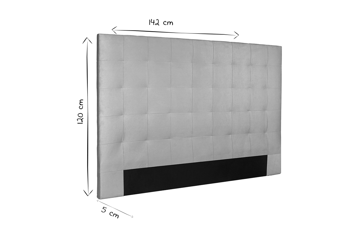 T�te de lit capitonn�e en tissu bleu canard L140 cm HALCIONA