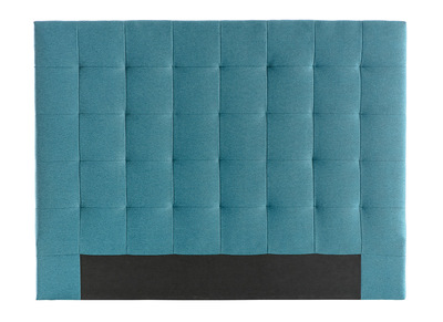 T&ecirc;te de lit capitonn&eacute;e en tissu bleu canard L140 cm HALCIONA