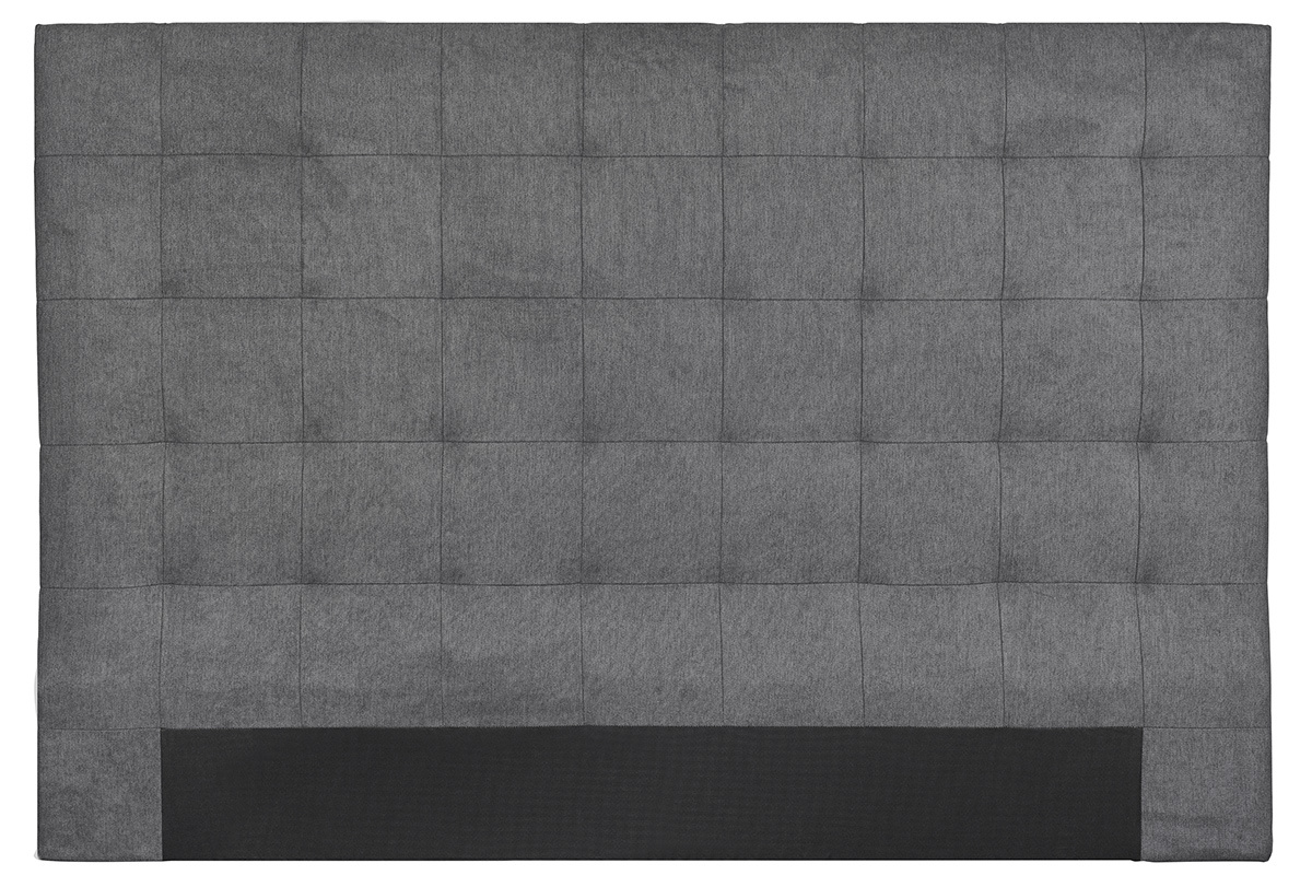 T�te de lit capitonn�e en tissu gris anthracite L180 cm HALCIONA