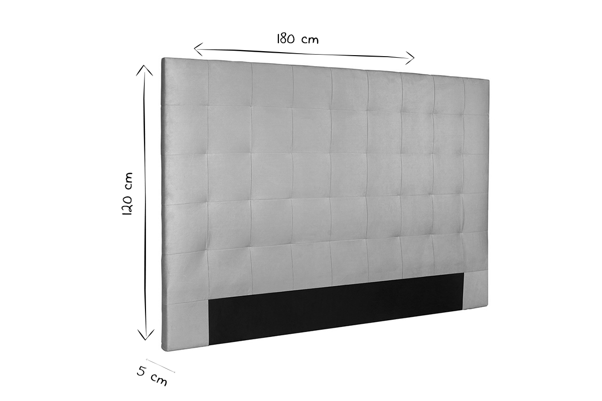 T�te de lit capitonn�e en tissu gris anthracite L180 cm HALCIONA