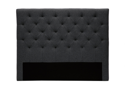T&ecirc;te de lit capitonn&eacute;e en tissu gris fonc&eacute; L140 cm ENGUERRAND