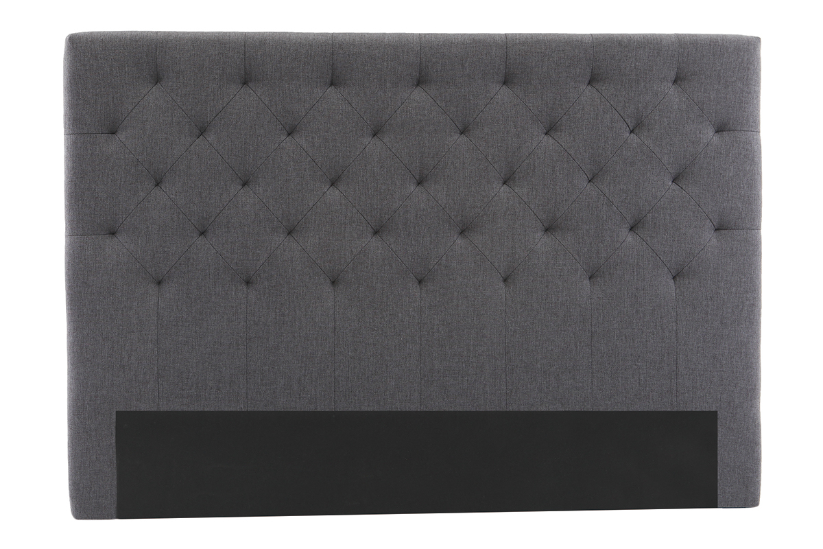 T�te de lit capitonn�e en tissu gris fonc� L160 cm ENGUERRAND