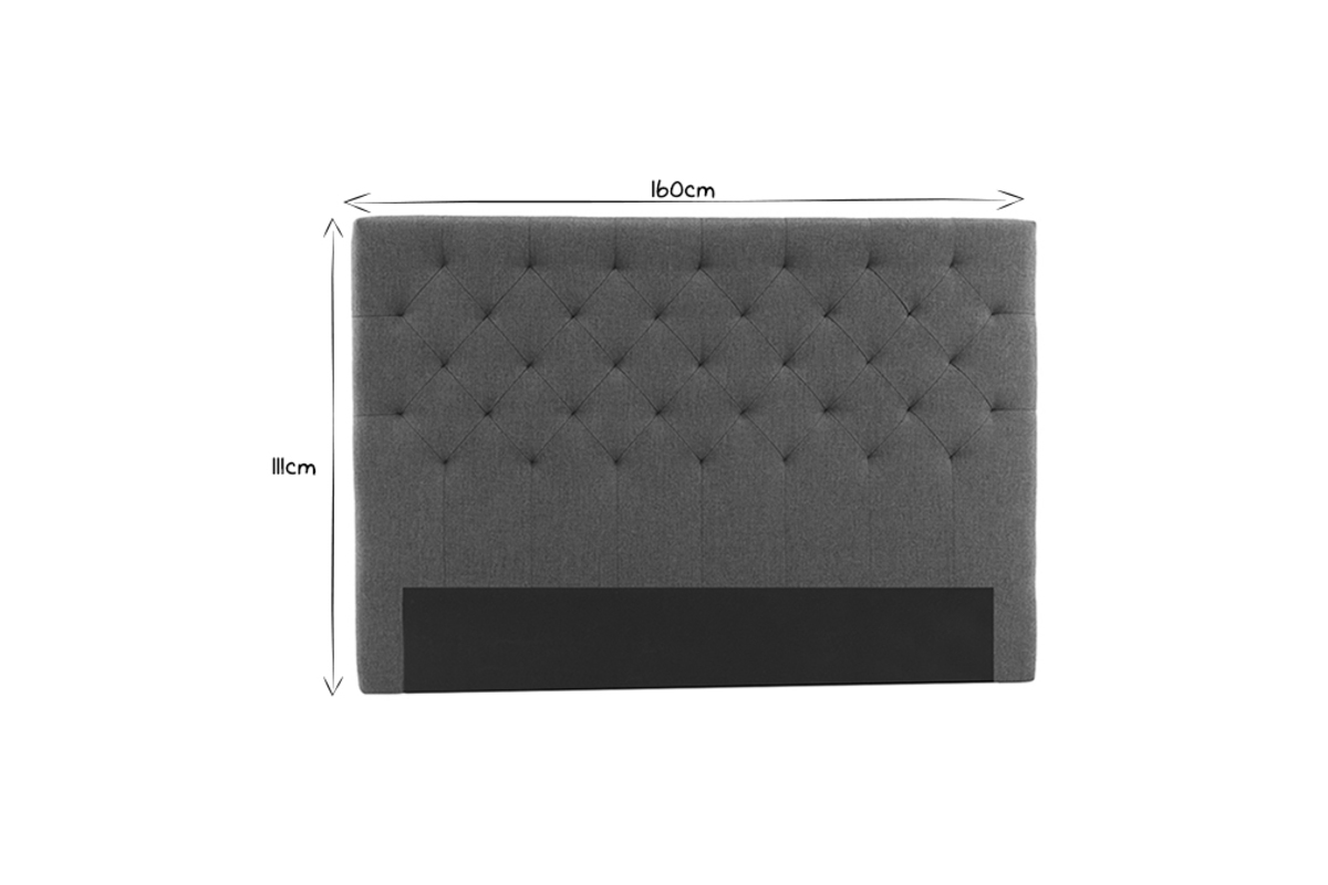 T�te de lit capitonn�e en tissu gris fonc� L160 cm ENGUERRAND