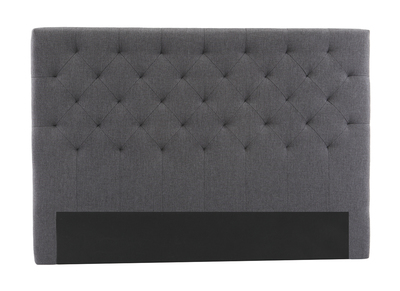 T&ecirc;te de lit capitonn&eacute;e en tissu gris fonc&eacute; L160 cm ENGUERRAND