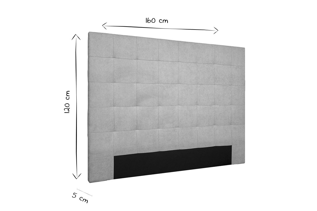 T�te de lit capitonn�e en tissu gris L160 cm HALCIONA