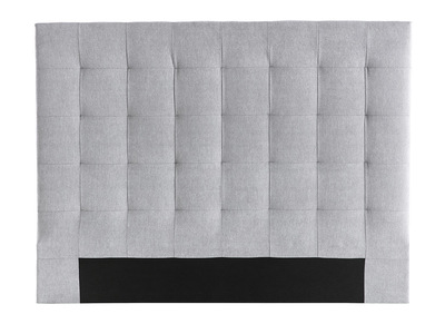 T&ecirc;te de lit capitonn&eacute;e en tissu gris L160 cm HALCIONA