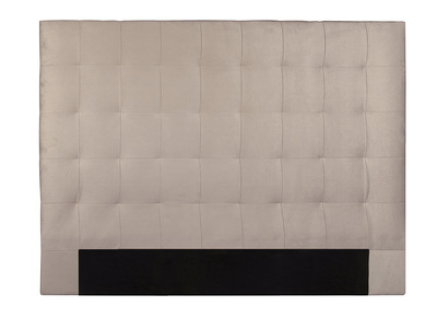 T&ecirc;te de lit capitonn&eacute;e en tissu velours taupe L140 cm HALCIONA