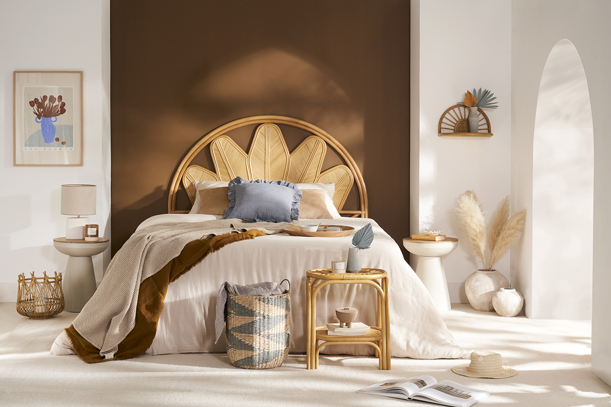 T�te de lit d�co en rotin L160 cm NALAH