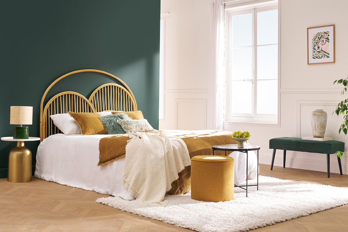 T�te de lit d�co en rotin naturel L160 cm PAHOLA