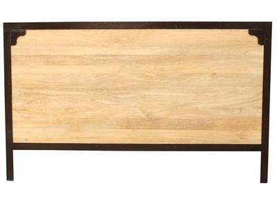 T&ecirc;te de lit en bois manguier massif et m&eacute;tal noir L165 cm INDUSTRIA