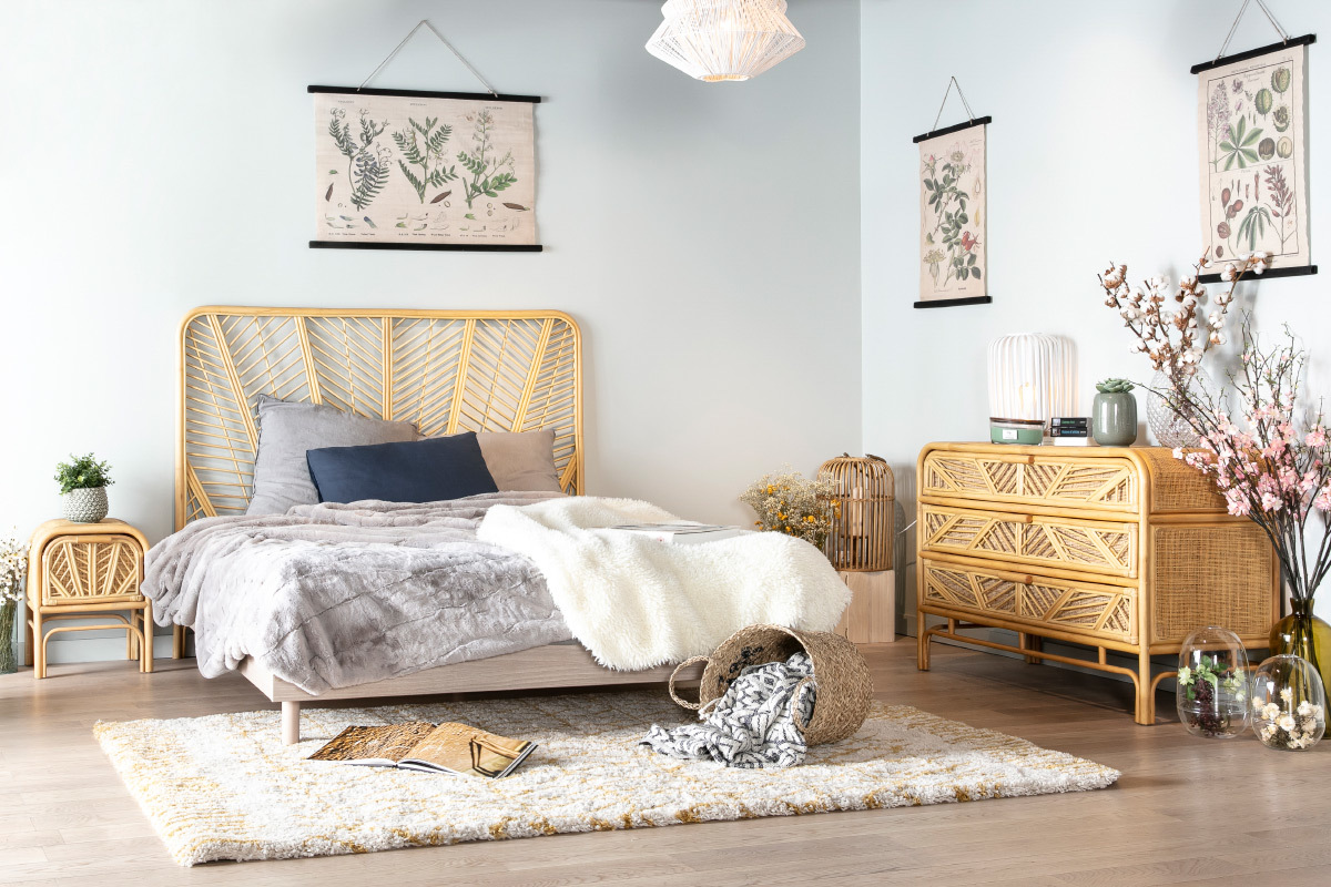 T�te de lit en rotin L162 cm GALON