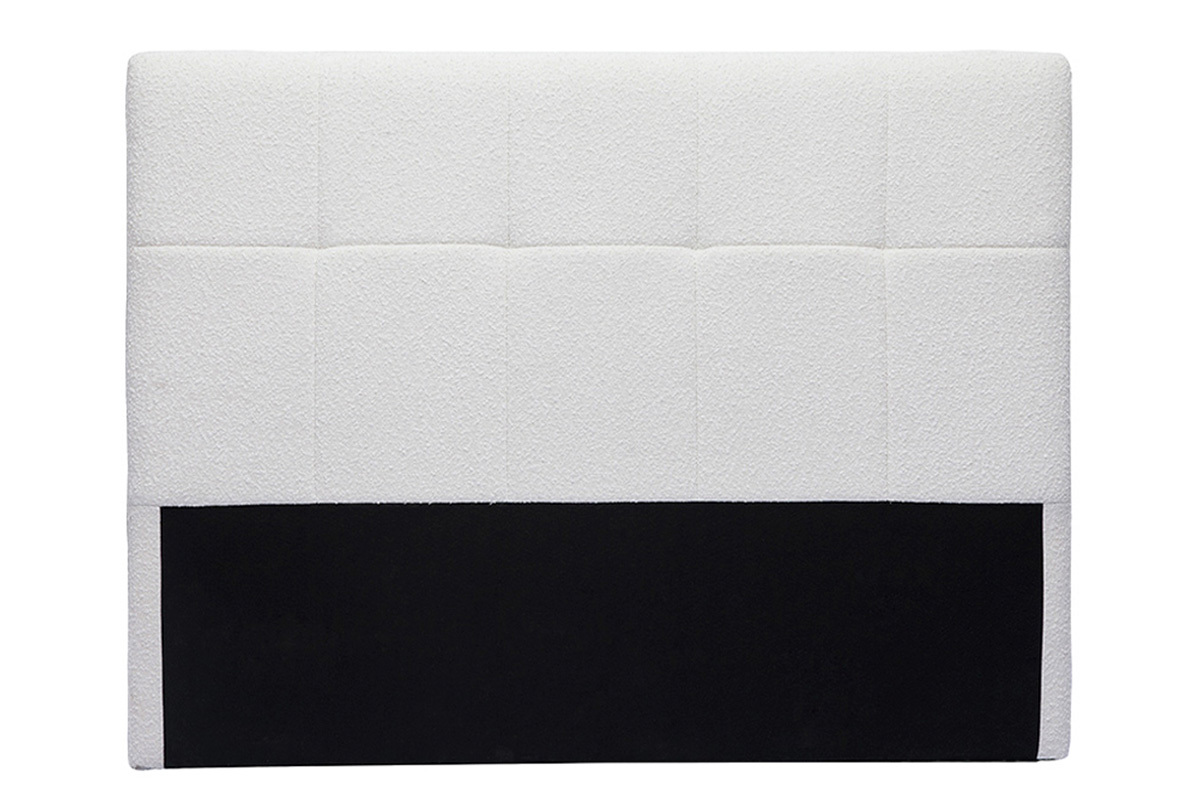 T�te de lit en tissu effet laine boucl�e blanc L160 cm CLOVIS