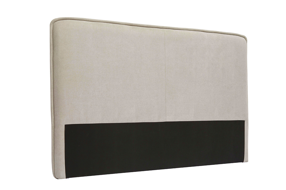 T�te de lit en tissu effet velours beige naturel L175 cm MARCIA