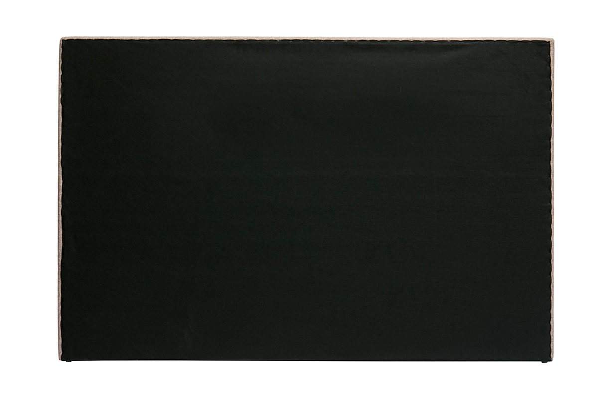 T�te de lit en tissu taupe, vue de dos, dimensions L170 cm.