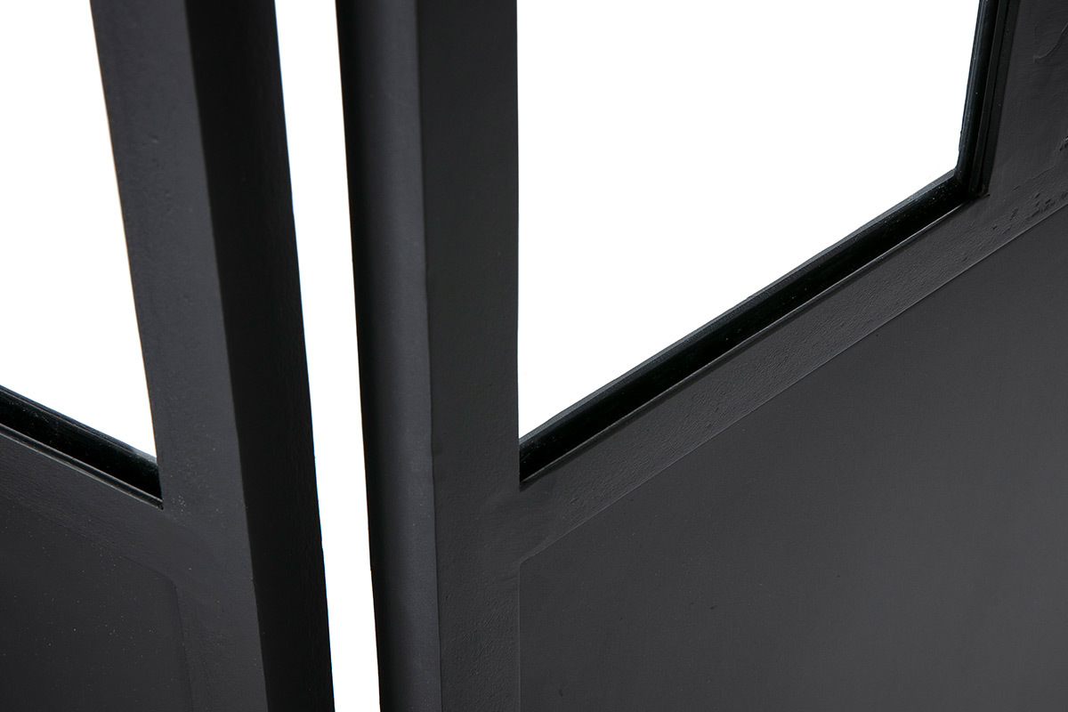 Verri�re atelier paravent industriel en m�tal noir et verre 4 vantaux L160 cm RACK